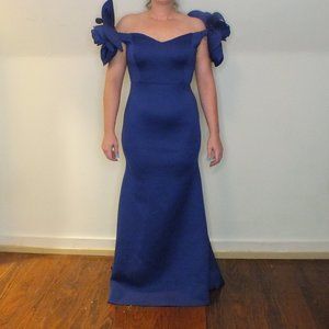 Off the shoulder royal blue formal